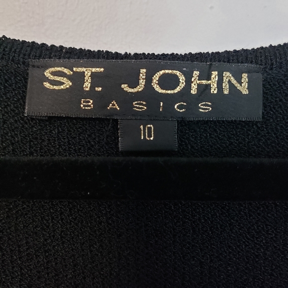 St John Basics Black Santana Knit Sleeveless Sheath Dress Size 10 - Picture 2 of 12